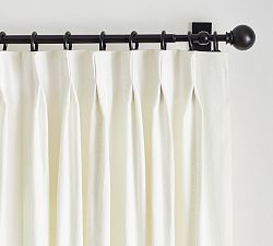 Open Box: Emery Linen Pinch Pleat Blackout Curtain, 50"W x 84"L - Ivory