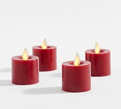 Open Box: Premium Flickering Flameless Wax Votive Candles, Set of 4 - Red