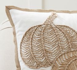 Textured Embroidered Pumpkin Pillow Cover