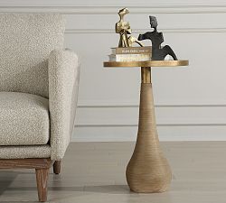 Open Box: Corbel Round Accent Table (16") - Antique Brass