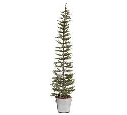 Pre-Lit Pine Trees in Galvanized Bucket