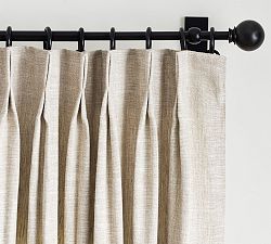 Open Box: Emery Linen Pinch Pleat Blackout Curtain, 50"W x 96"L - Oatmeal
