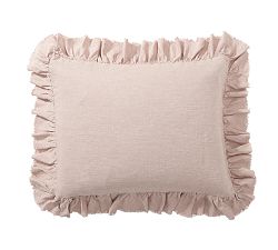 Open Box: Belgian Flax Linen Fringe Ruffle Sham, Standard Set of 2 - Smoky Quartz