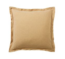 Open Box: Belgian Flax Linen Double Flange Sham, Euro Set of 3 - Harvest Gold
