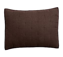 Open Box: European Flax Linen Waffle Quilted Sham, Standard Set of 2 - Dark Chocolate