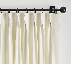 Open Box: Emery Linen Pinch Pleat Blackout Curtain, 50"W x 108"L - Parchment