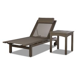 Tropez Faux Teak Single Chaise Lounge, Shadow