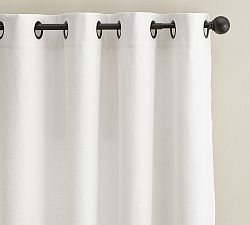Open Box: Emery Linen Grommet Blackout Curtain, 100"W x 108"L - White, Antique Bronze