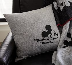 Disney Mickey Mouse Faux Leather Applique Pillow Cover