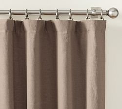 Open Box: Belgian Flax Linen Blackout Curtain, 100"W x 108"L - Café Noir