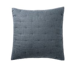 Open Box: European Flax Linen Waffle Quilted Sham, Euro Set of 2 - Steel Blue