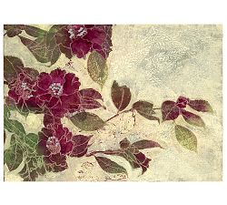 Red Camellia Hand Embellished Canvas Print