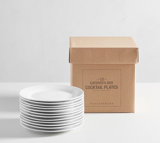 Caterer's Box Rim Porcelain Cocktail Plates - Set of 12 by Pottery Barn