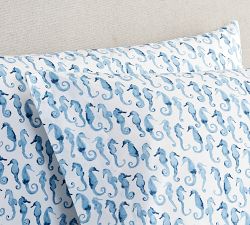 Seahorse Print Percale Sheet Set