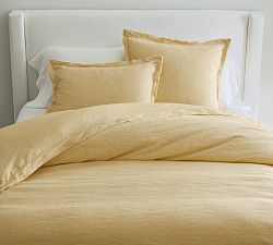 Open Box: Belgian Flax Linen Double Flange Duvet, Twin/Twin XL - Daffodil