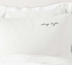 Goodnight, Sleep Tight Embroidered Belgian Flax Linen Pillowcases - Set of 2
