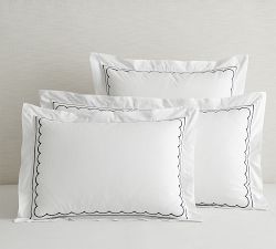 Scallop Border Embroidered Organic Sham