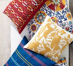 Vibrant Embroidered Outdoor Pillow