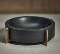 Bellem Handcrafted Marble Decorative Bowl On Brass Stand