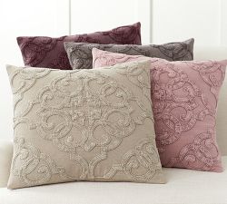 Drew Embroidered Pillow Cover - Flax