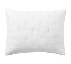 Open Box: European Flax Linen Waffle Quilted Shams, Standard, Set of 3 - White