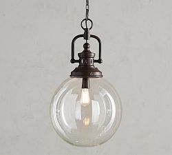 Duke Oversized Recycled Glass &amp; Metal Pendant (16")