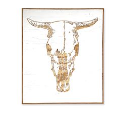 Cow Skull Carved Wood Wall Art