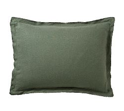 Open Box: Belgian Flax Linen Double Flange Shams, Standard, Set of 3 - Cypress