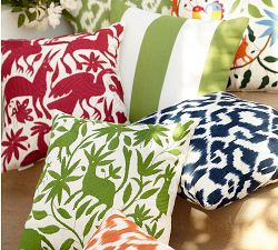 Vibrant Embroidered Outdoor Pillow