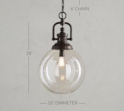 Duke Oversized Recycled Glass &amp; Metal Pendant (16")