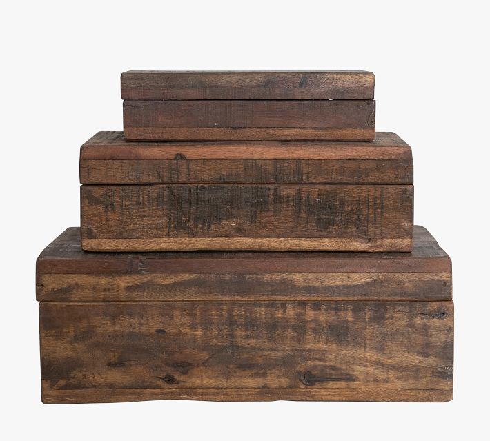 Reclaimed Wood Boxes - Set of 3 | Pottery Barn