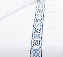 Rope Embroidered Organic Percale Sheet Set