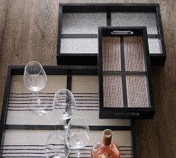 Wood Framed Textile Tray - Medium