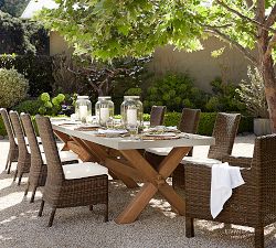 Abbott Concrete &amp; Acacia Rectangular Dining Table, Brown (84")
