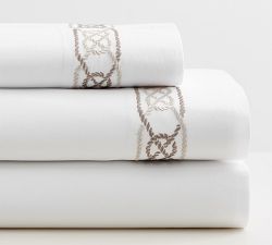 Rope Embroidered Organic Percale Sheet Set