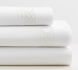 Rope Embroidered Organic Percale Sheet Set