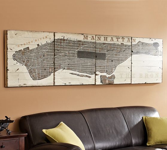 Pieced Manhattan Wood Quadtych Wall Art | Wall Decor | Pottery Barn