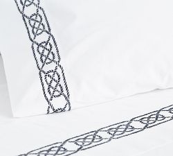 Rope Embroidered Organic Percale Pillowcases - Set of 2
