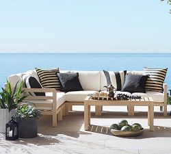 Outdoor Faux Natural Fiber Striped Pillow