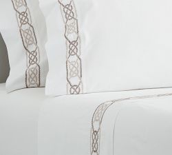 Rope Embroidered Organic Percale Pillowcases - Set of 2