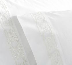 Rope Embroidered Organic Percale Pillowcases - Set of 2