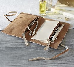 Mila Suede Travel Jewelry Roll
