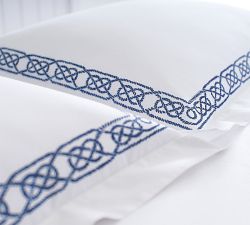 Rope Embroidered Organic Percale Duvet Cover