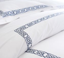 Rope Embroidered Organic Percale Duvet Cover