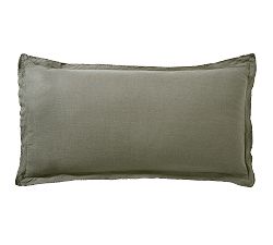 Open Box: Belgian Flax Linen Double Flange Sham, King Set of 2 - Loden