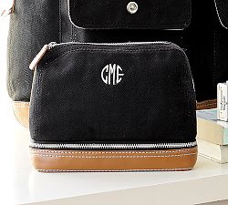 Tomlin Cosmetic Bag, Black with Cognac