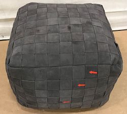 Open Box: Suede Basketweave Pouf - Turkish Coffee