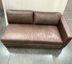 Open Box: Jake Deep Seat Leather Right Loveseat with Bench Cushion - Gravel Chocolate, Brindle Wood