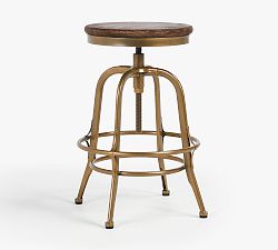 Open Box: Leary Reclaimed Wood Swivel Counter Stool (26") - Brass