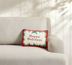 Happy Holidays Needlepoint Lumbar Pillow